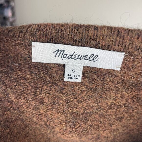 Madewell Size Small Cozy Fall Brown Open Cardigan Open Wool Alpaca Blend - Picture 6 of 9
